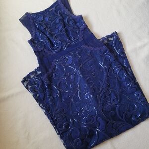 Blue Sequin Formal Sheath Dress Women's Size 12 By Cachet Y2K